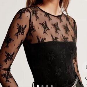 Abercrombie Black Lace Long Sleeve Top